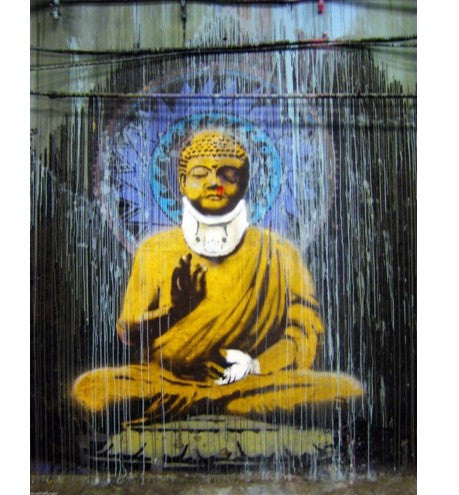 Banksy Graffiti Wounded Buddha Abstract